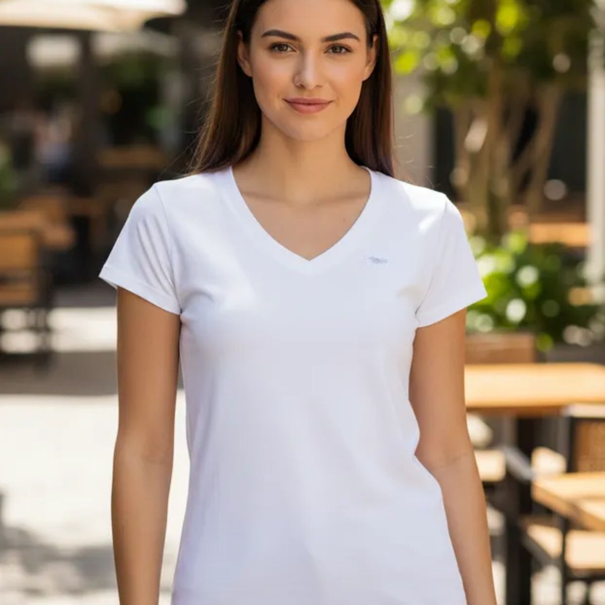 ELEMENTAL STORE - Camiseta Mujer Cuello V en Algodón