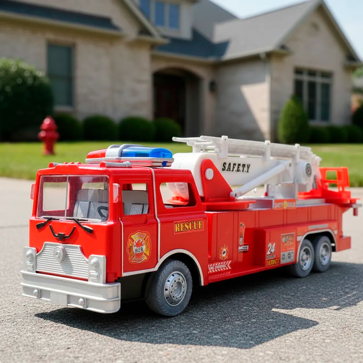 GENERICO - Carro Bomberos Camión Escalera Luces Sonidos 40cm Juguete 5678-17