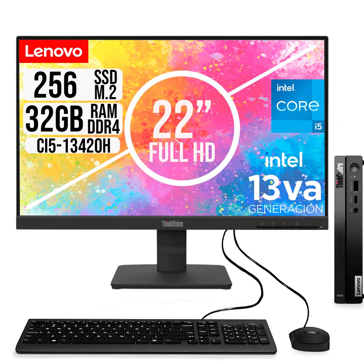 LENOVO - COMPUTADOR LENOVO TINY INTEL CORE I5-13420H SSD 256GB RAM 32GB 21.5 FHD S22-4e