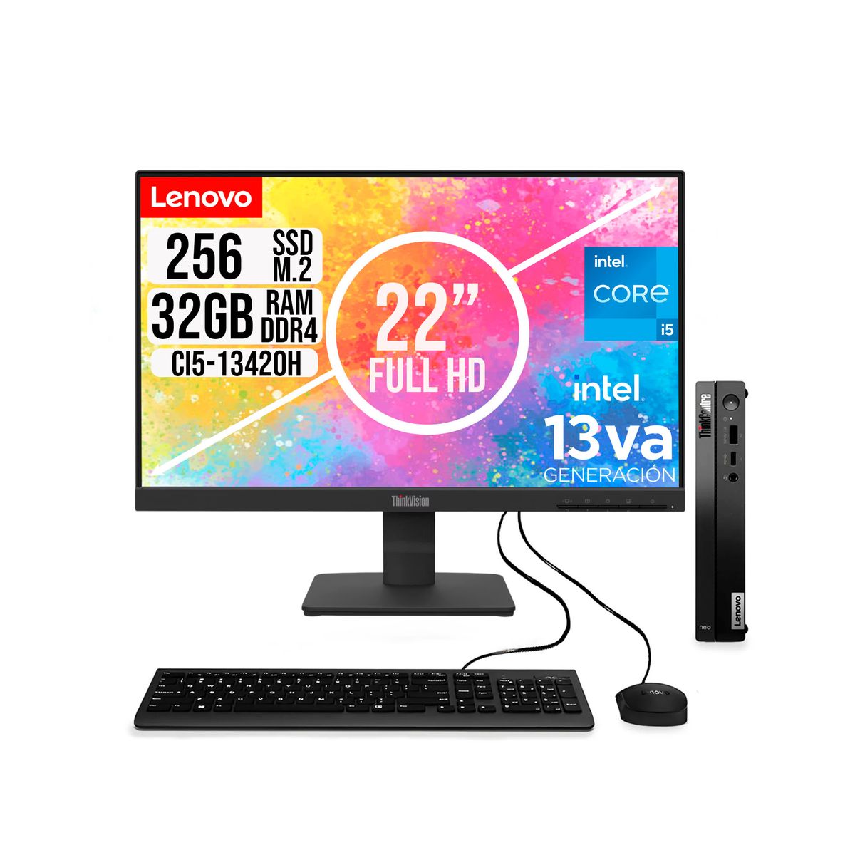 LENOVO - COMPUTADOR LENOVO TINY INTEL CORE I5-13420H SSD 256GB RAM 32GB 21.5 FHD S22-4e