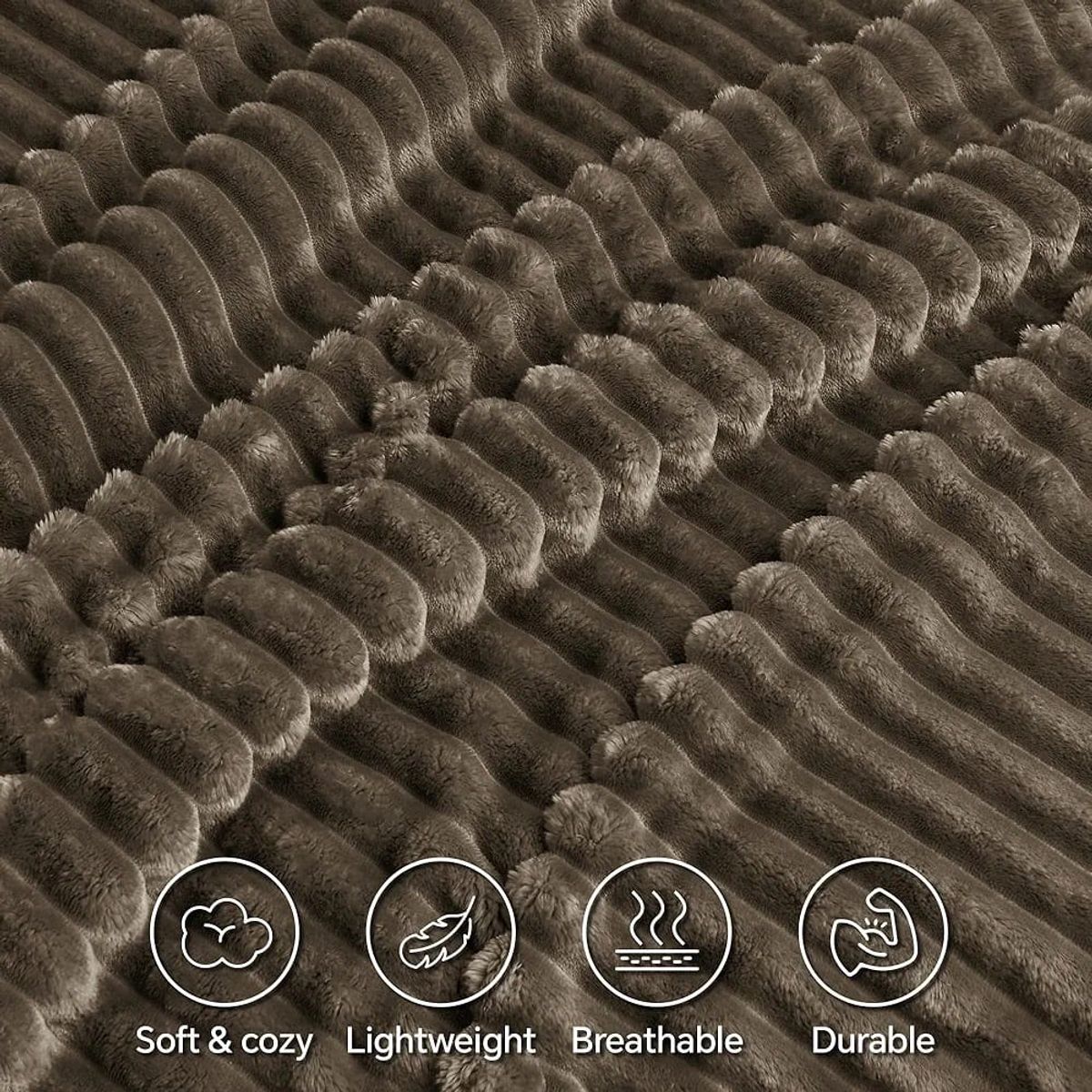 GENERICO - Cobija Térmica Acanalada Doble-Queen Color Cafe