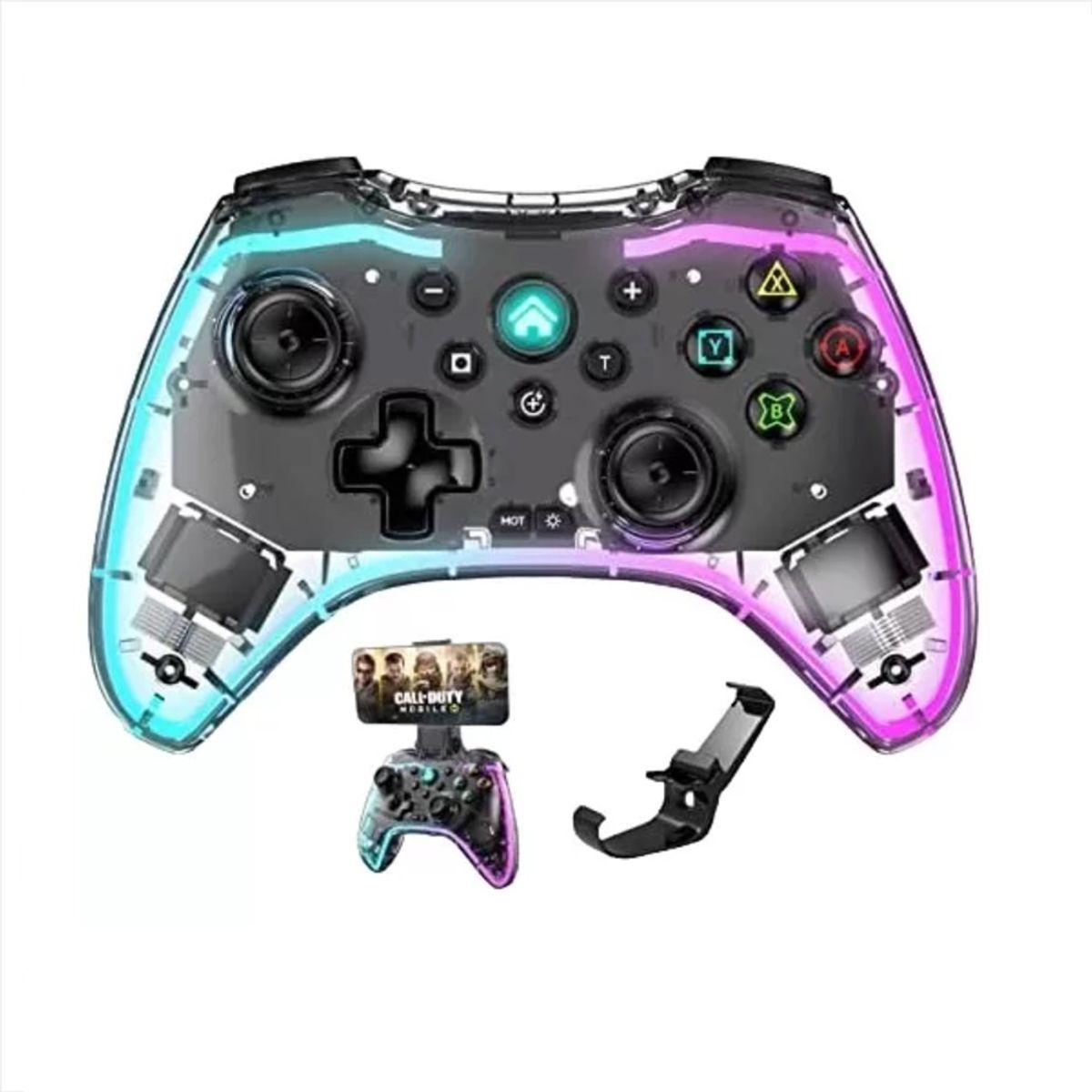 GENERICO - Control LH3 Transparente Ergonomico con Vibracion Dual y Gatillos Programables