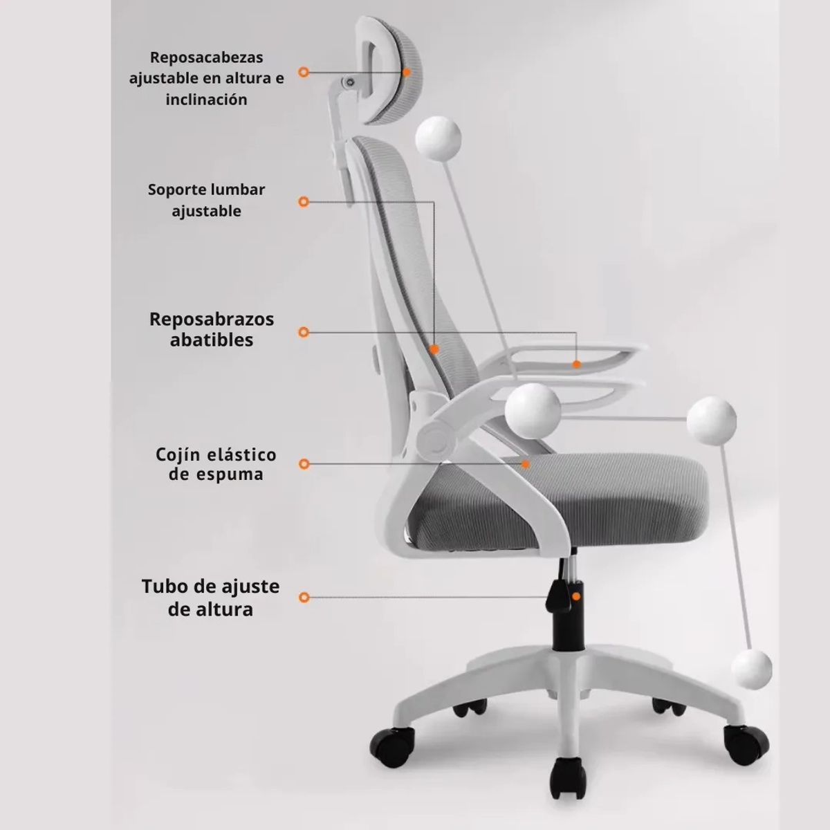 GENERICO - Silla De Oficina Ejecutiva Ergonomica Malla Transpirable Con Reposacabezas