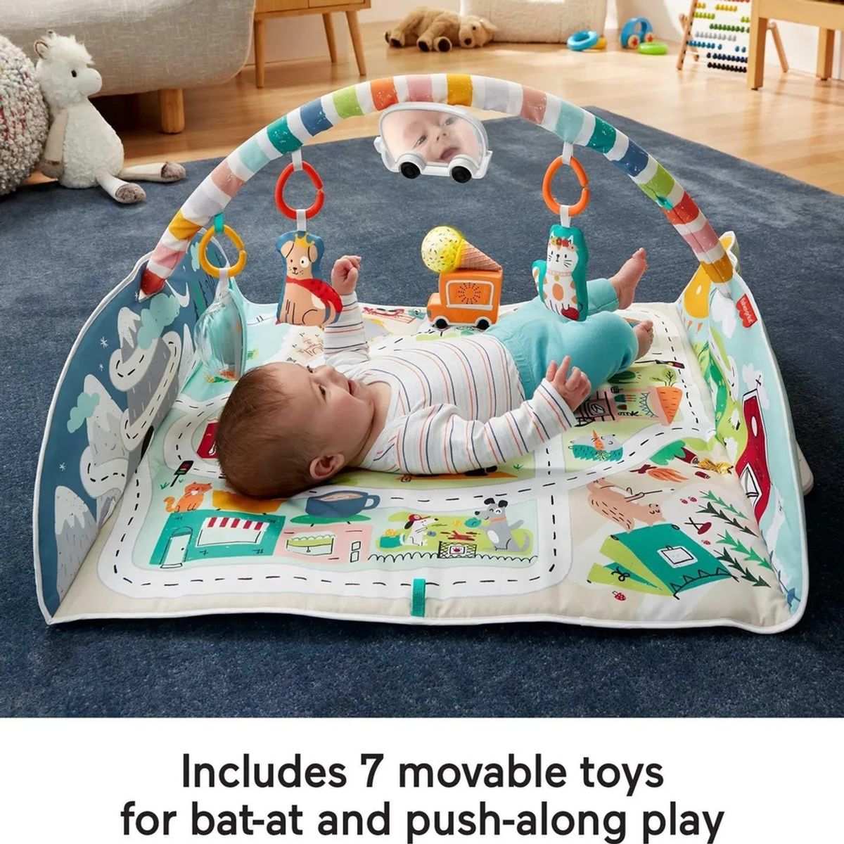 FISHER PRICE - Alfombra de juegos para bebé gimnasio de ciudad a jumbo con música y luces para juegos de desarrollo