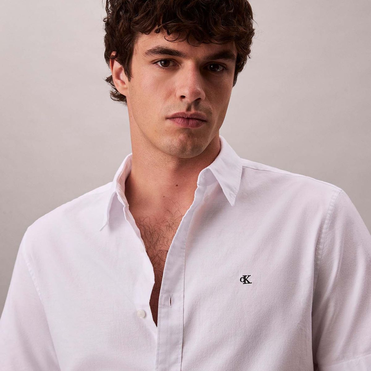 CALVIN KLEIN - Camisa blanca oxford clásica de manga corta Calvin Klein