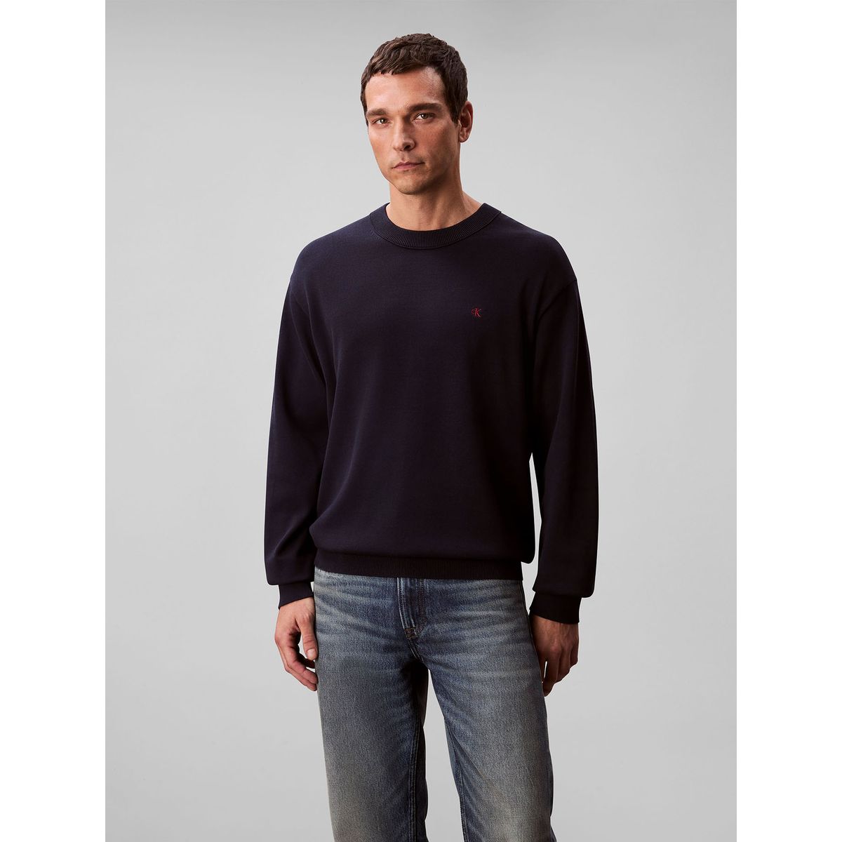 CALVIN KLEIN - Saco azul tejido con cuello redondo Calvin Klein