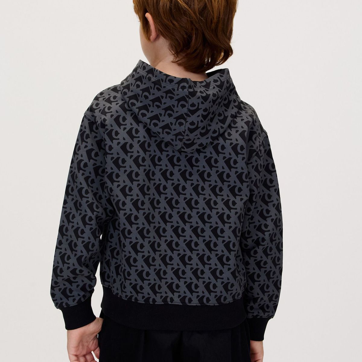 CALVIN KLEIN - Buzo negro con capota y estampado integral de monograma Calvin Klein