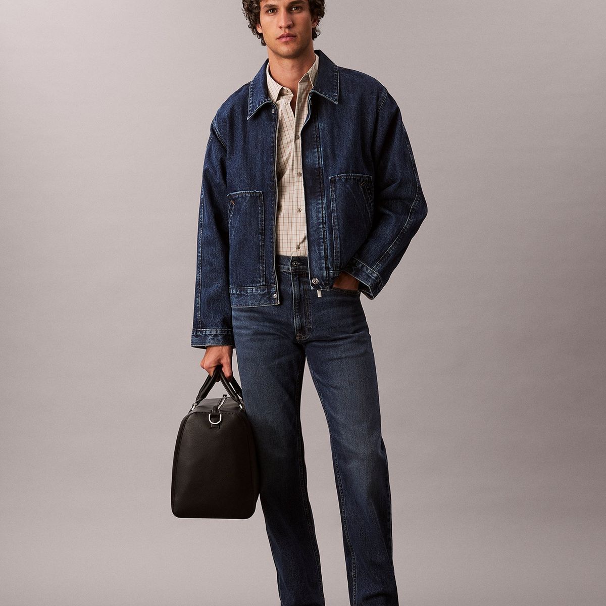 CALVIN KLEIN - Jeans azul de corte recto clásico con efecto tornasolado Calvin Klein