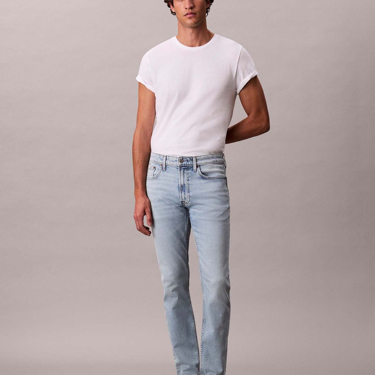 CALVIN KLEIN - Jeans celeste de corte slim con efecto marmoleado Calvin Klein