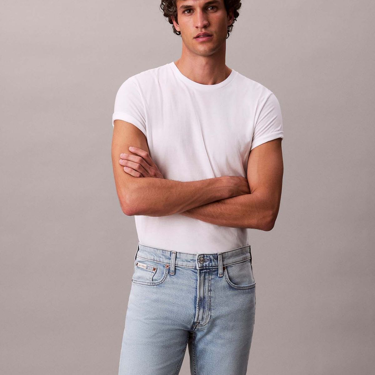 CALVIN KLEIN - Jeans celeste de corte slim con efecto marmoleado Calvin Klein