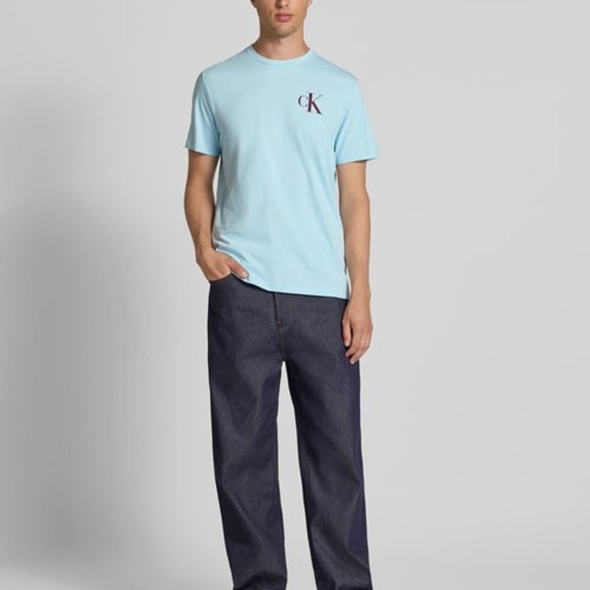 CALVIN KLEIN - Camiseta azul cielo con monograma 30s Calvin Klein