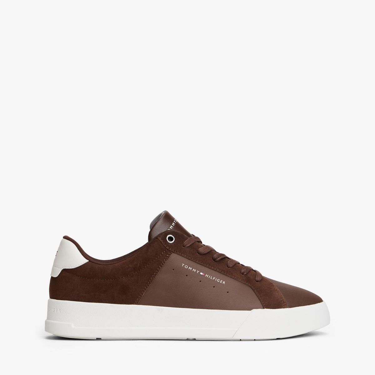 TOMMY HILFIGER - Tenis marrón de tenis en cuero texturizada Tommy Hilfiger