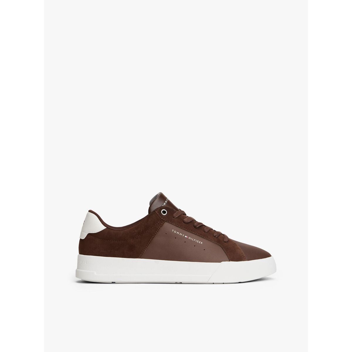 TOMMY HILFIGER - Tenis marrón de tenis en cuero texturizada Tommy Hilfiger