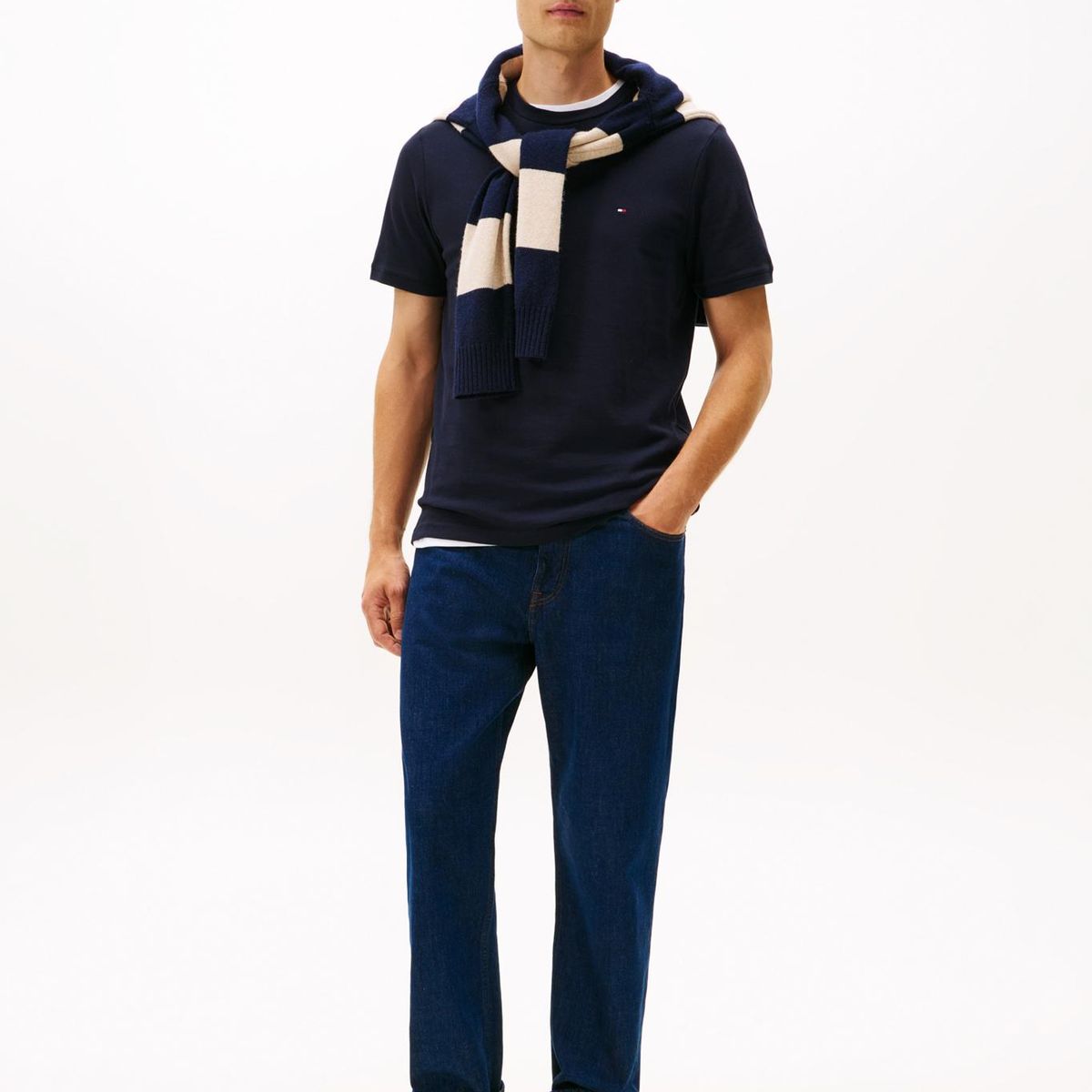 TOMMY HILFIGER - Tenis marrón de tenis en cuero texturizada Tommy Hilfiger