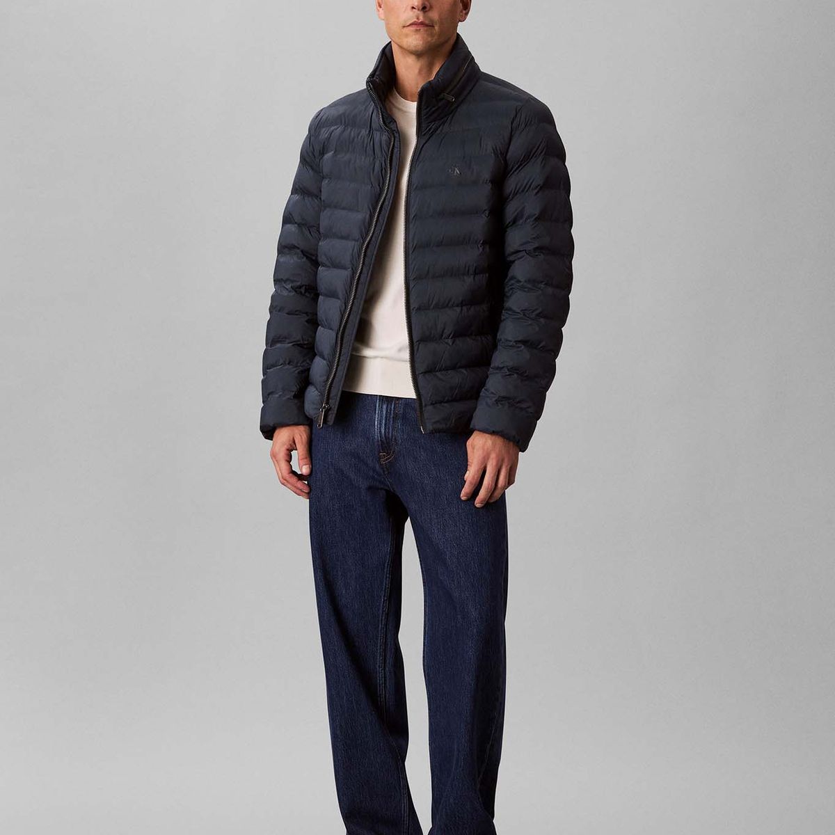 CALVIN KLEIN - Chaqueta negra puffer de peso medio con capota y cierre de cremallera Calvin Klein