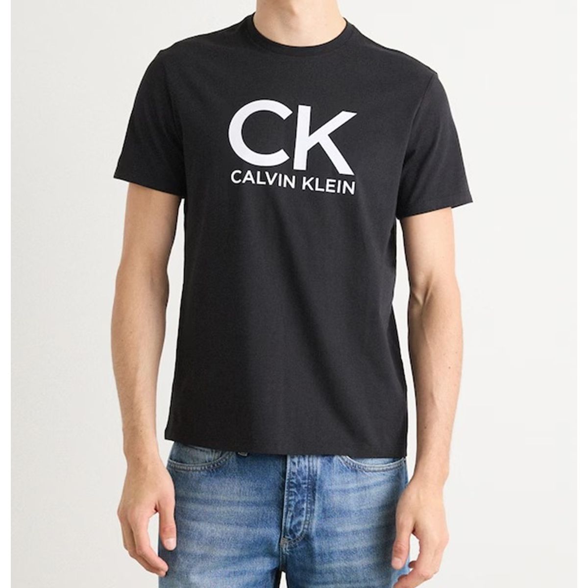 CALVIN KLEIN - Camiseta negra con estampado gráfico de monograma Calvin Klein