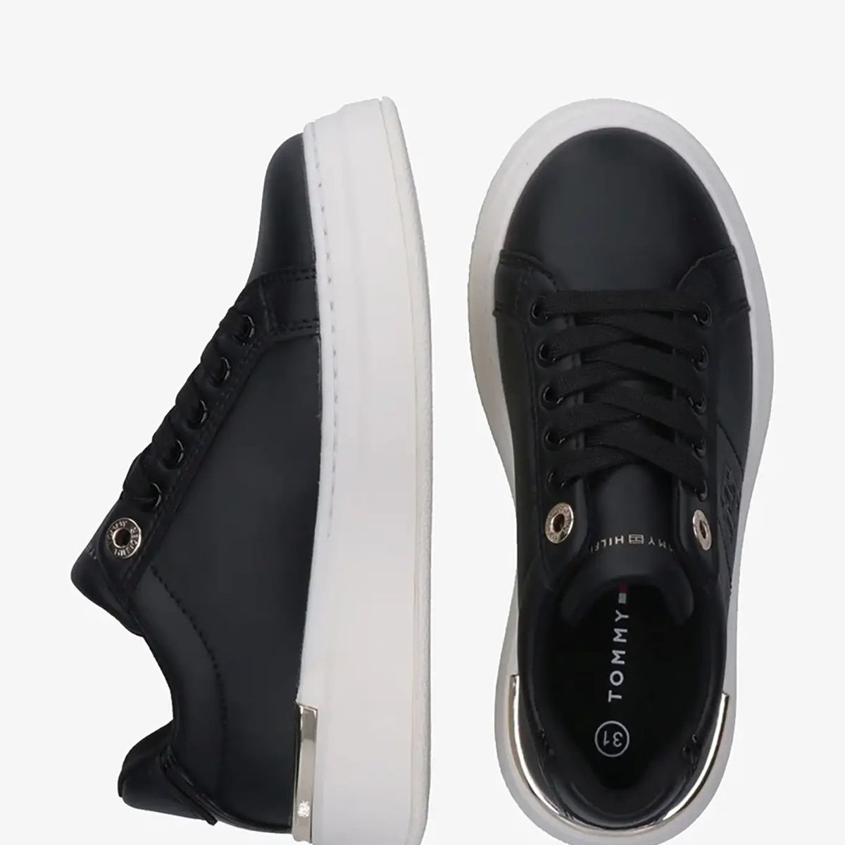 TOMMY HILFIGER - Tenis negro de corte bajo con cordones Tommy Hilfiger