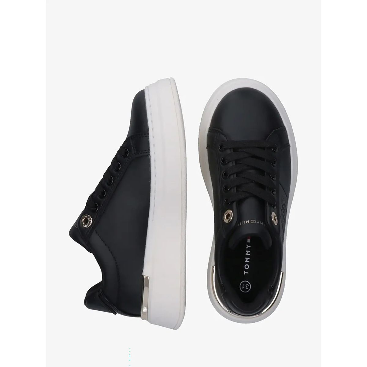 TOMMY HILFIGER - Tenis negro de corte bajo con cordones Tommy Hilfiger