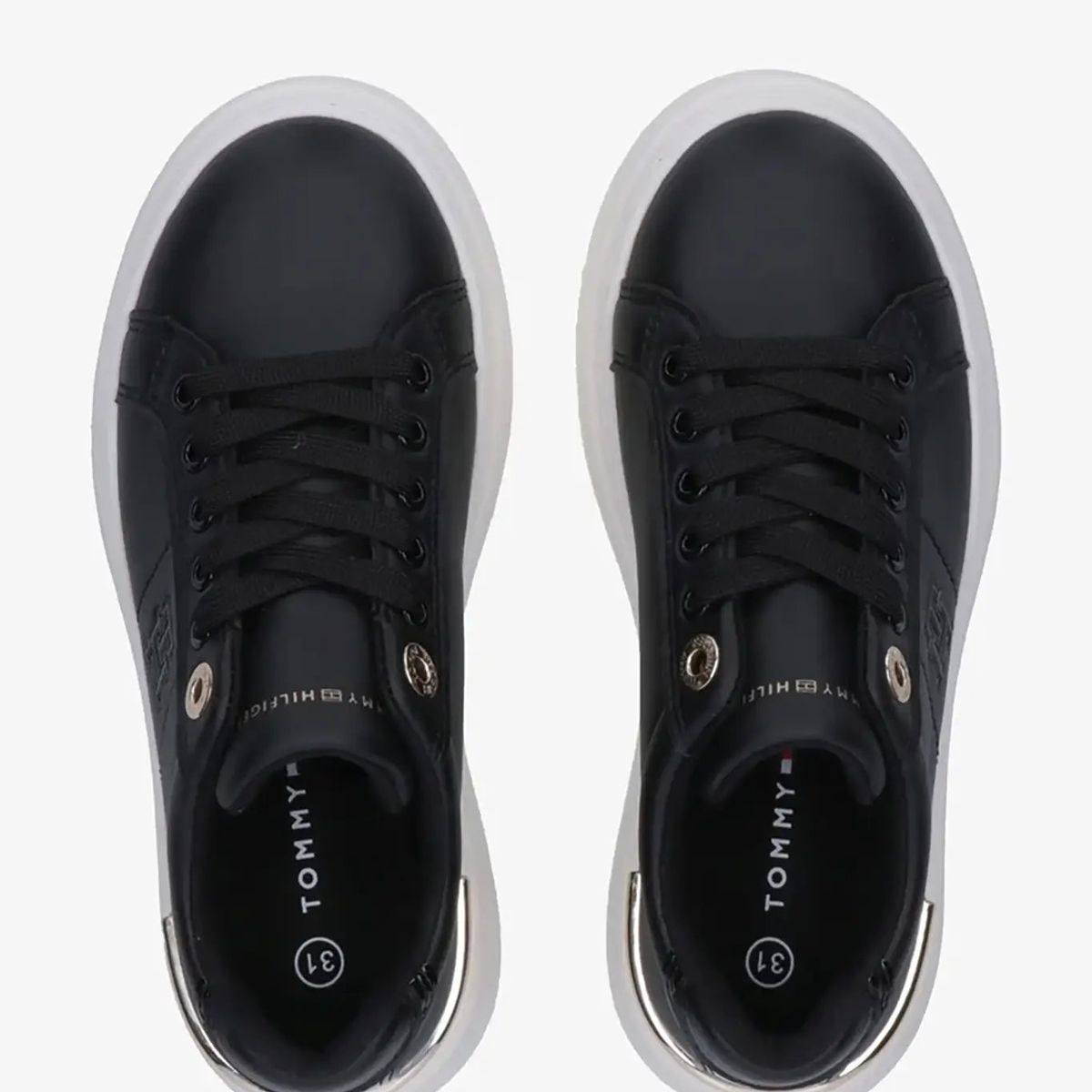 TOMMY HILFIGER - Tenis negro de corte bajo con cordones Tommy Hilfiger
