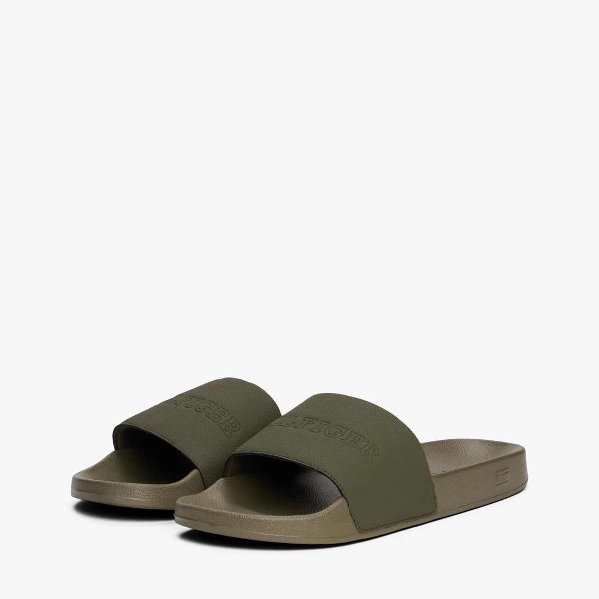 TOMMY HILFIGER - Sandalias verde de piscina con logo tonal Tommy Hilfiger