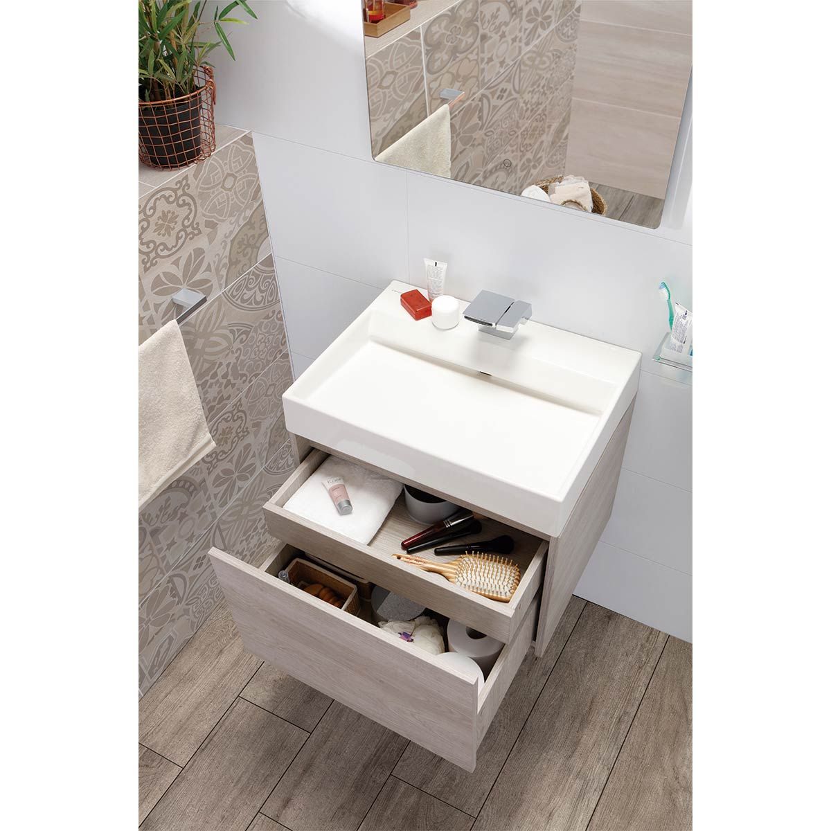 CORONA - Mueble Fussion 45 cm Ceniza con Lavamanos