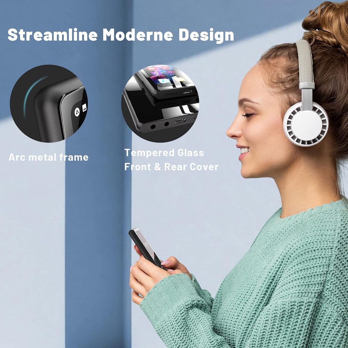 GENERICO - Luoran Reproductor MP3 portátil Android 8.1 streaming música pantalla IPS 4 pulgadas