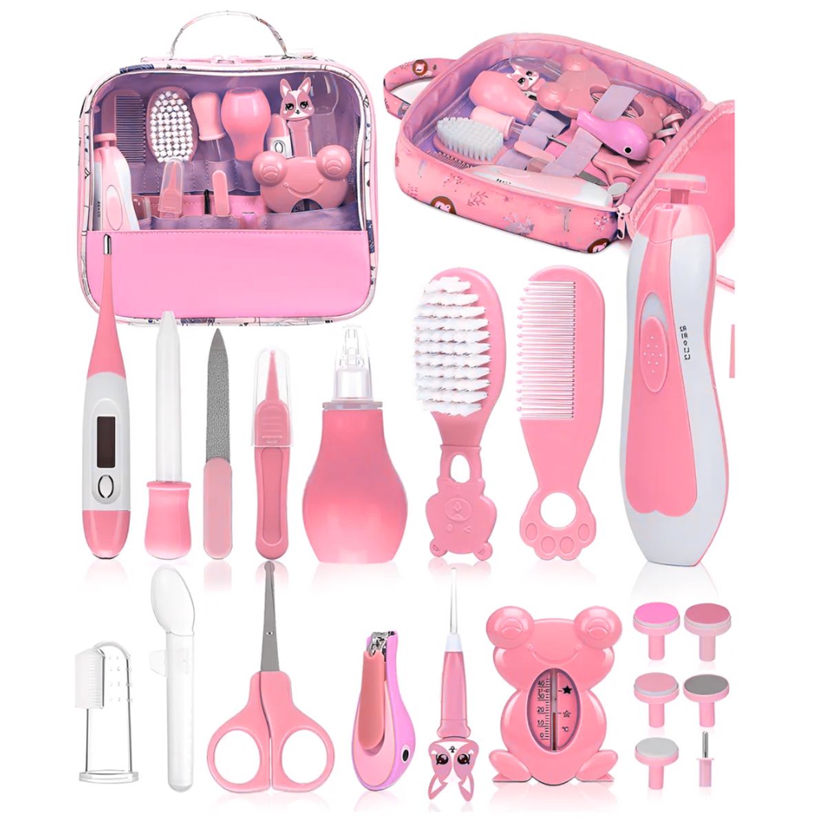 BABY ON - Kit Aseo Bebé 20 Piezas Completo Recién Nacido Con Estuche Rosa
