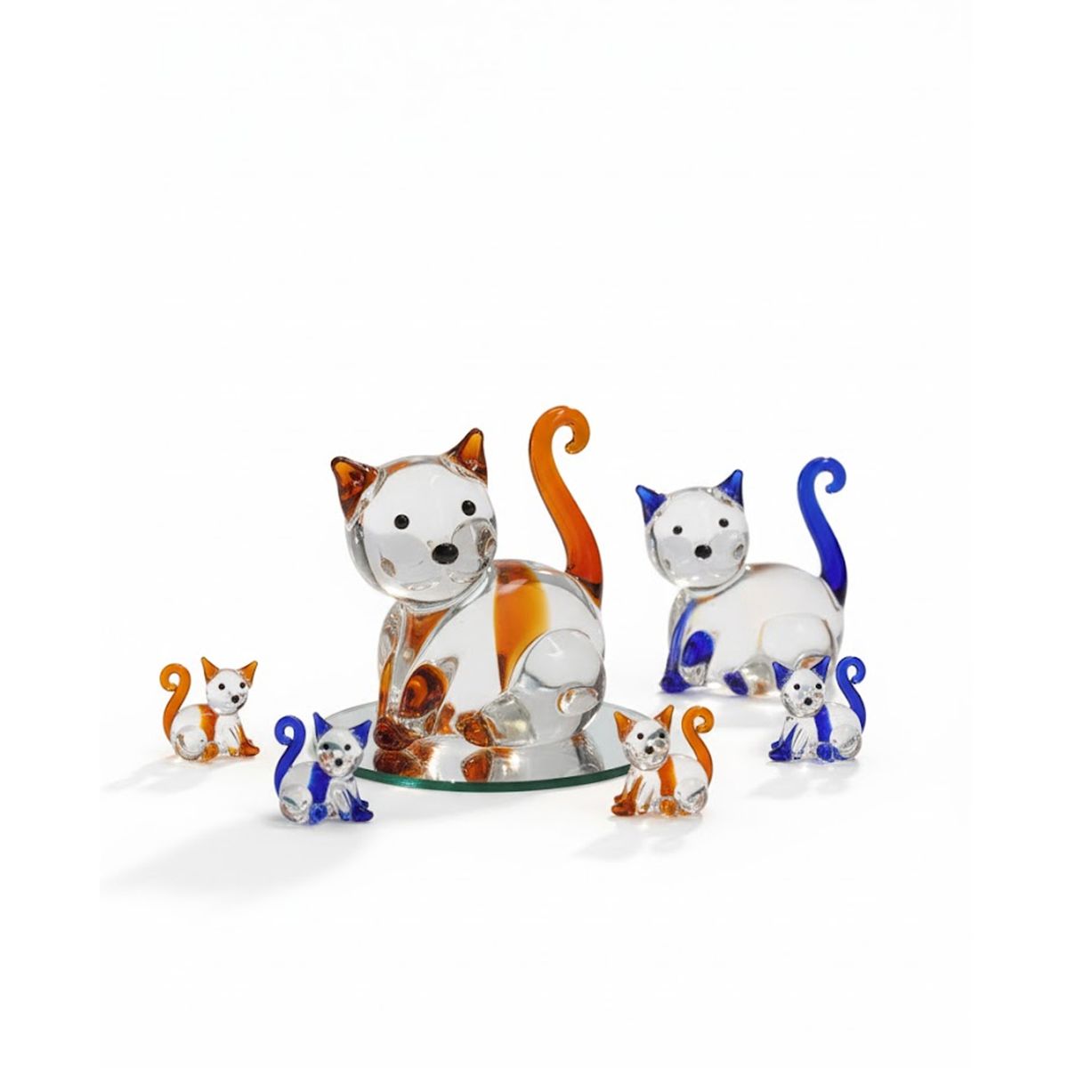DECORIENTE - Figuras Gatos 4 Pzs Esculturas de Lujo Cristal Muran-1416