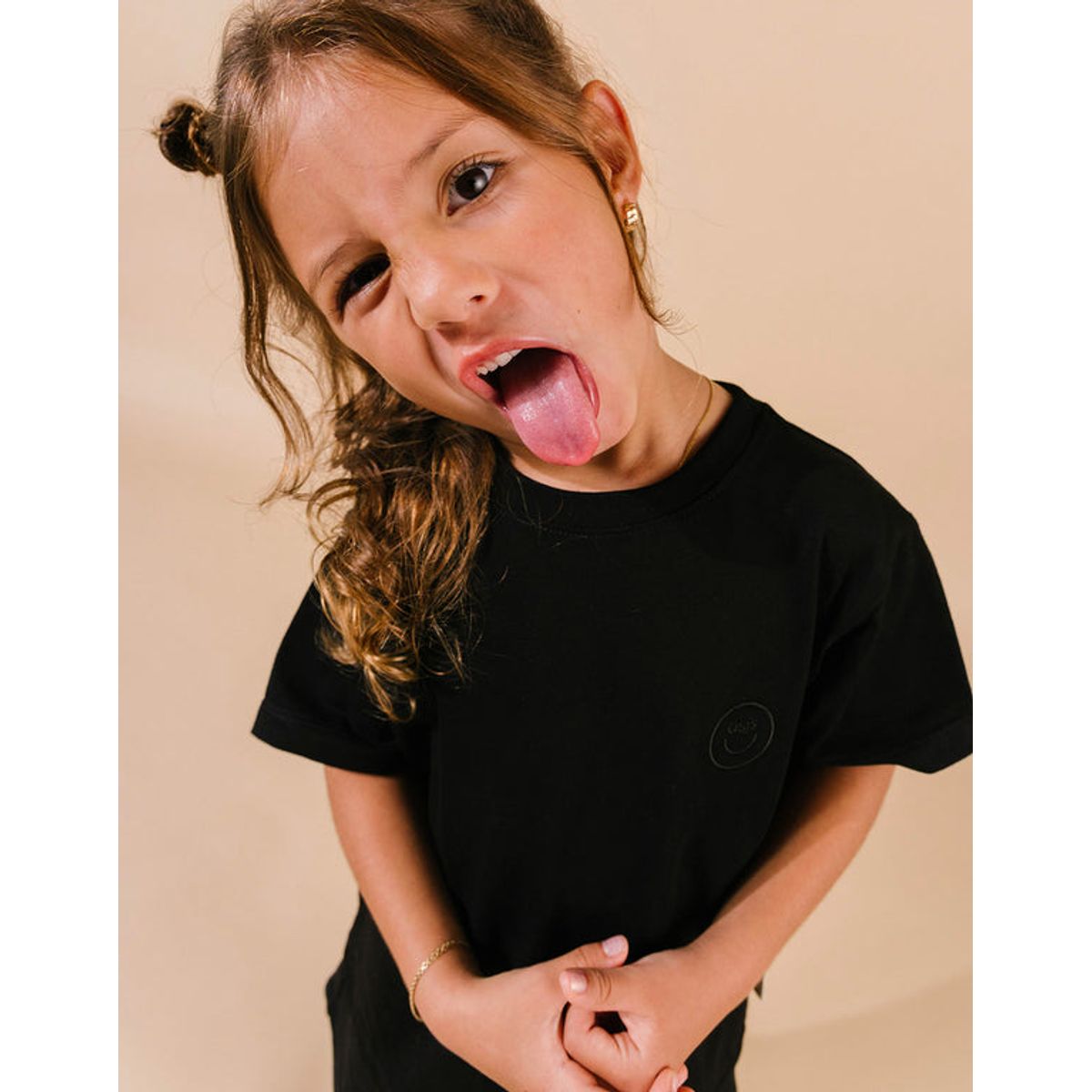 DOSOJOS - Camiseta para niñas y niños 100% algodón peruano - Negra