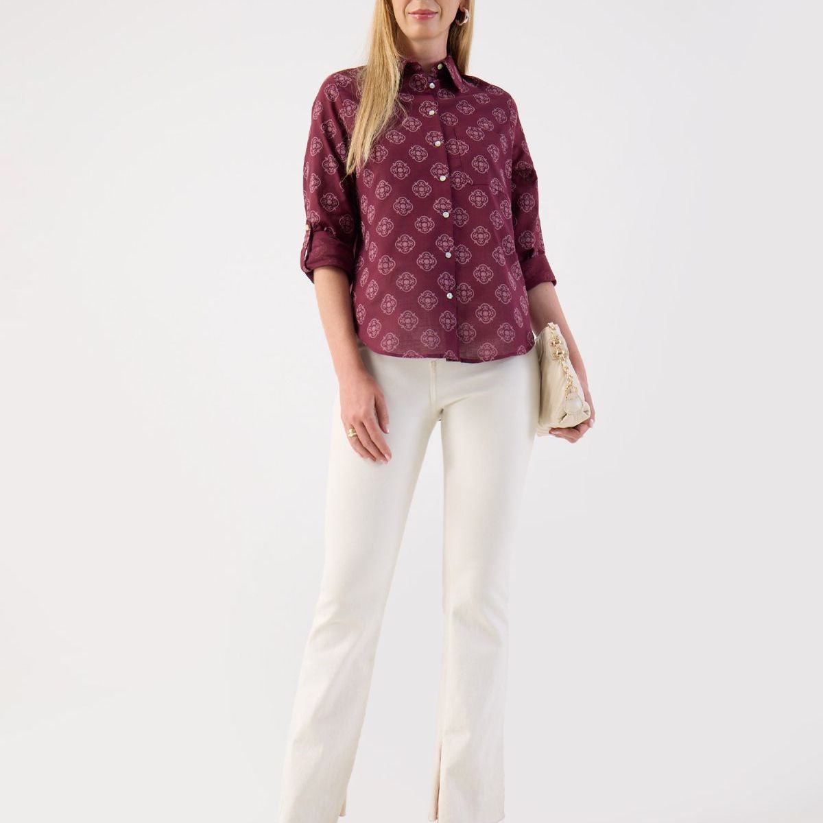 PATPRIMO - Camisa Estampado Paisley Azul Y Blanco  Para Mujer Vino Patprimo