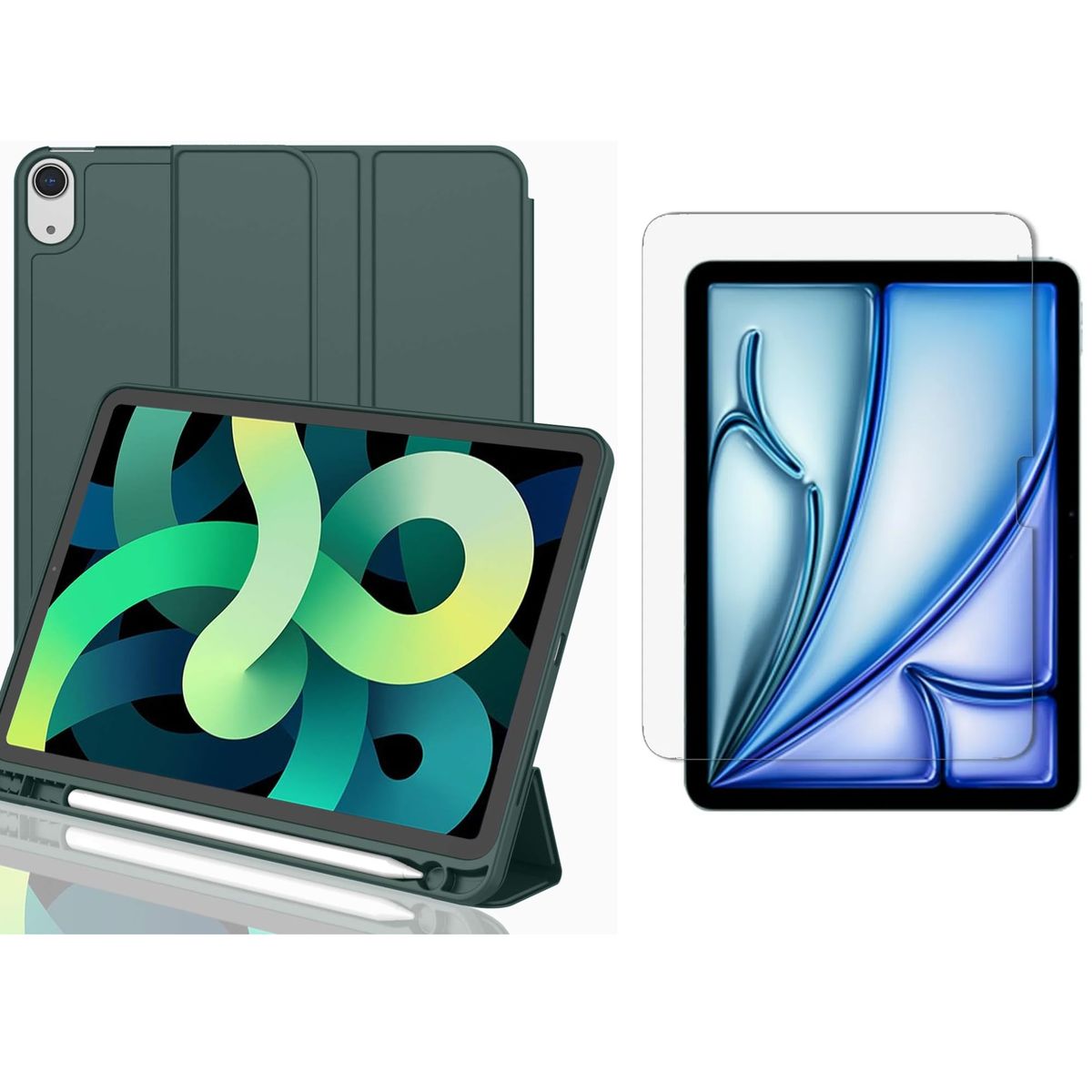 GENERICO - Forro Funda Smart Case Con Espacio De Pencil Para iPad air 11 m2-m3 + vidrio