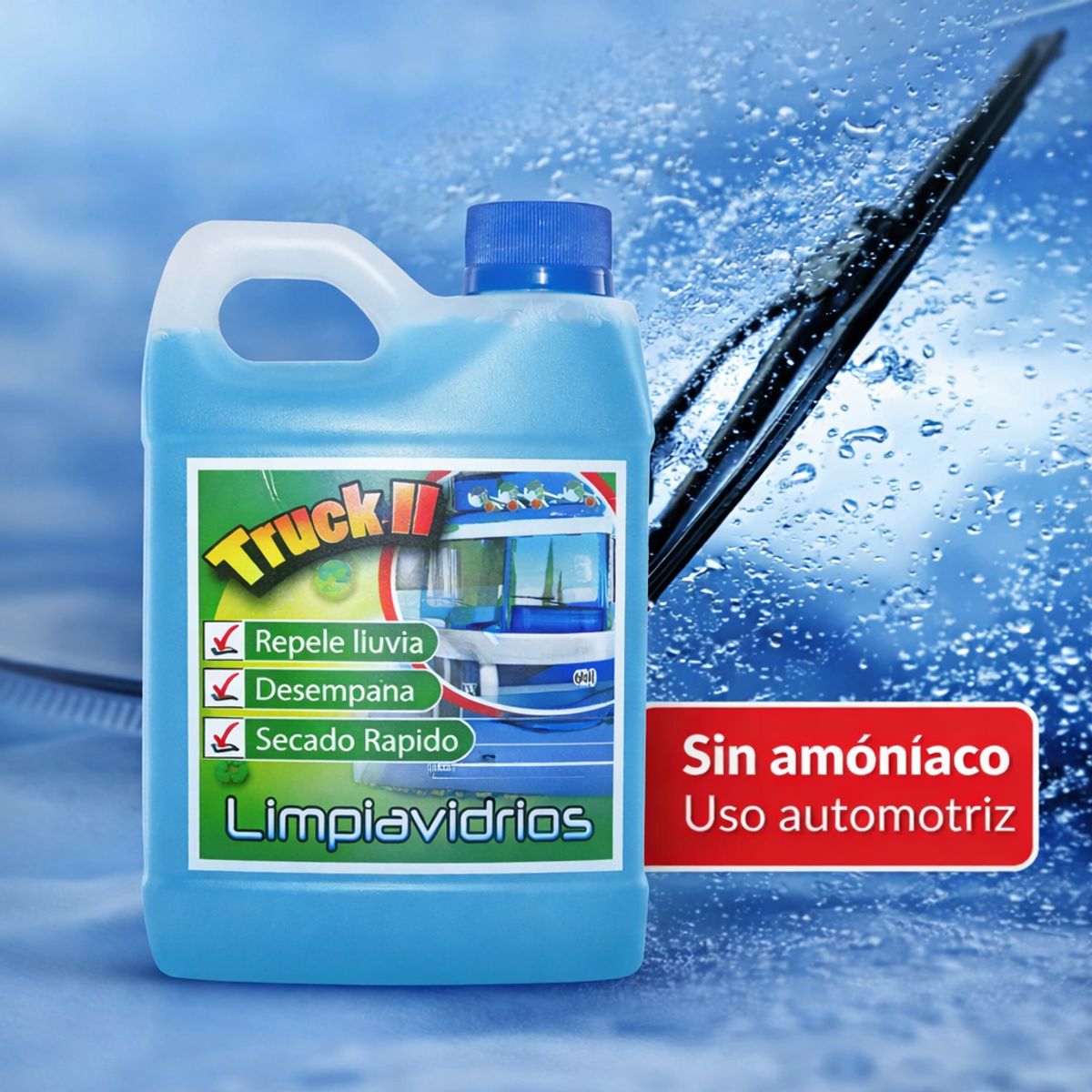 GENERICO - Limpiaparabrisas TRUCK II Sin Amoníaco Brillo Cristalino 1 Litro