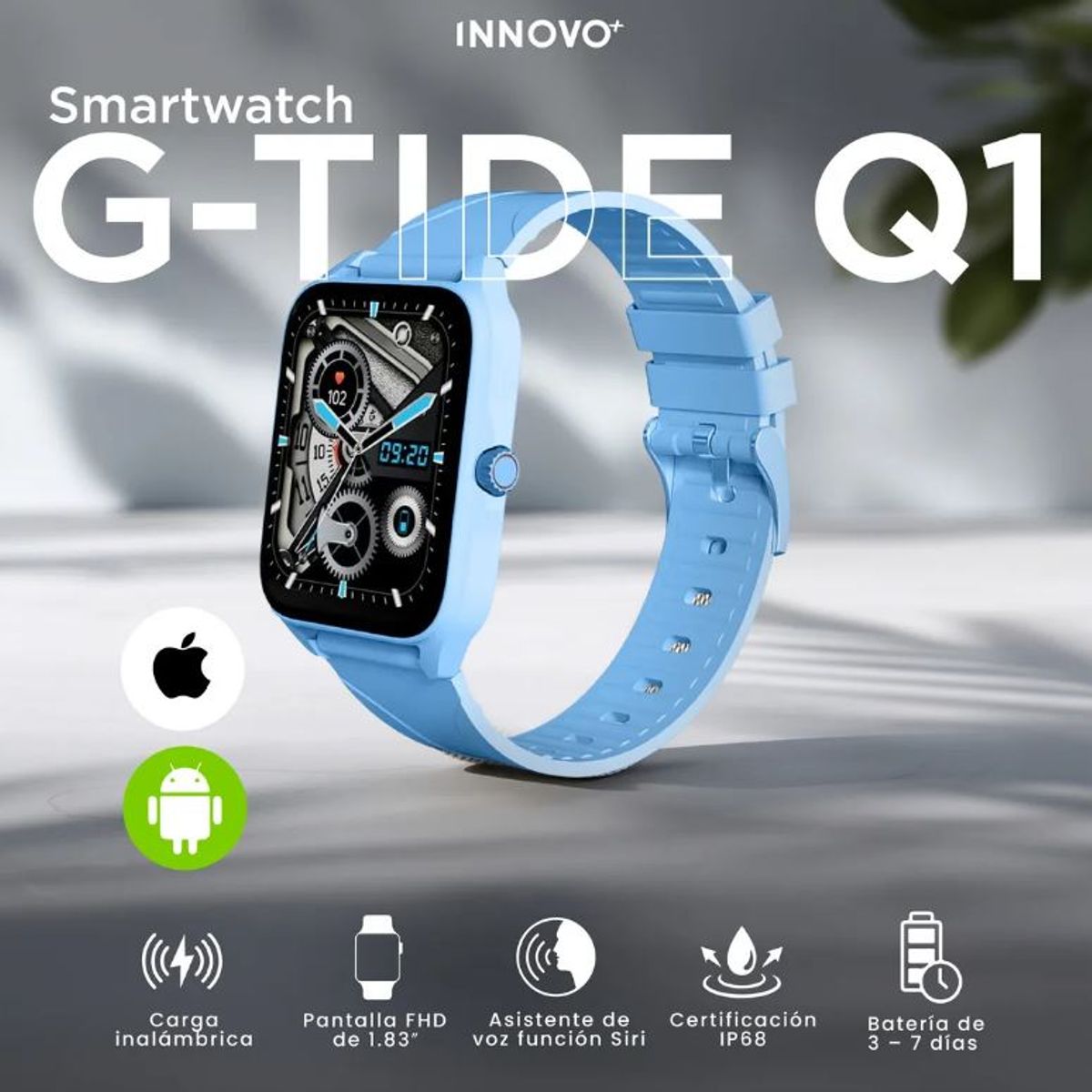 INNOVA - Smartwatch G-tide Q1 Pantalla 1.83 Pulso Extra Ios/android Sumergible Azul