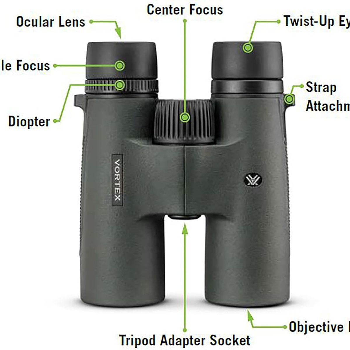 VORTEX - Vortex Binocular óptico HD observación y caza 10x42 sin estabilización