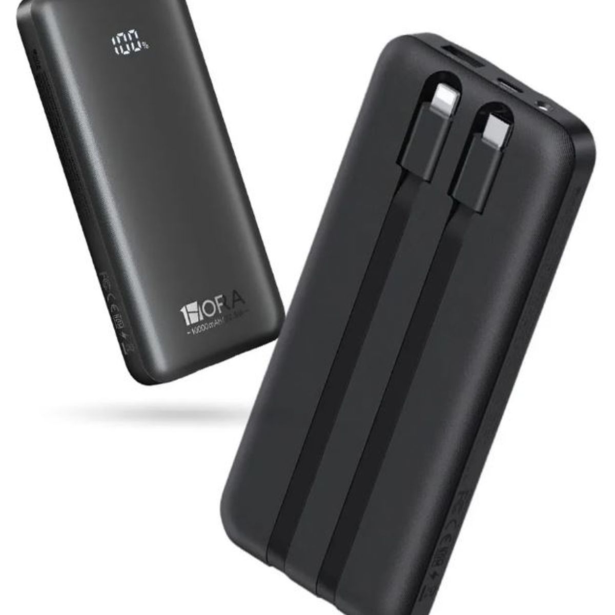 INNOVA - Power Bank 10000mah Carga Rápida Pd Con Cables Integrados Tipo C