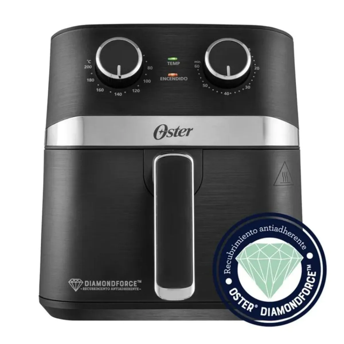OSTER - Freidora de Aire Manual, 4L Oster®, Recubrimiento Oster® DiamondForce, con Controles de Tiempo y Temperatura
