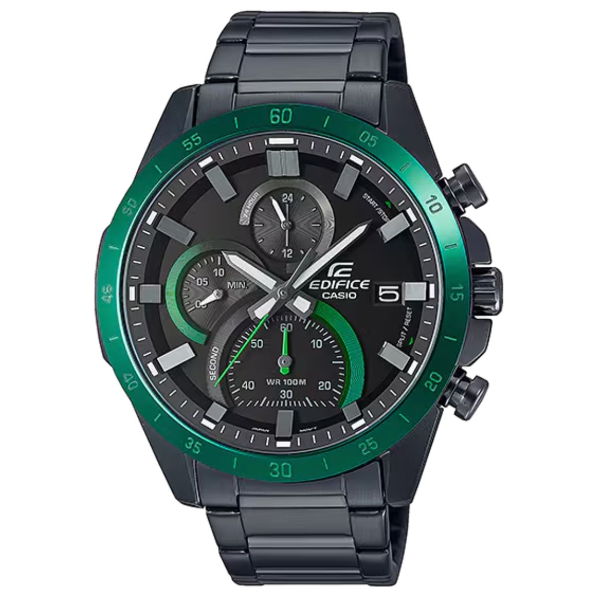 CASIO - Reloj Casio Edifice Para Hombre Moderno EFR-571DC-1A Cronografo Negro Con Verde