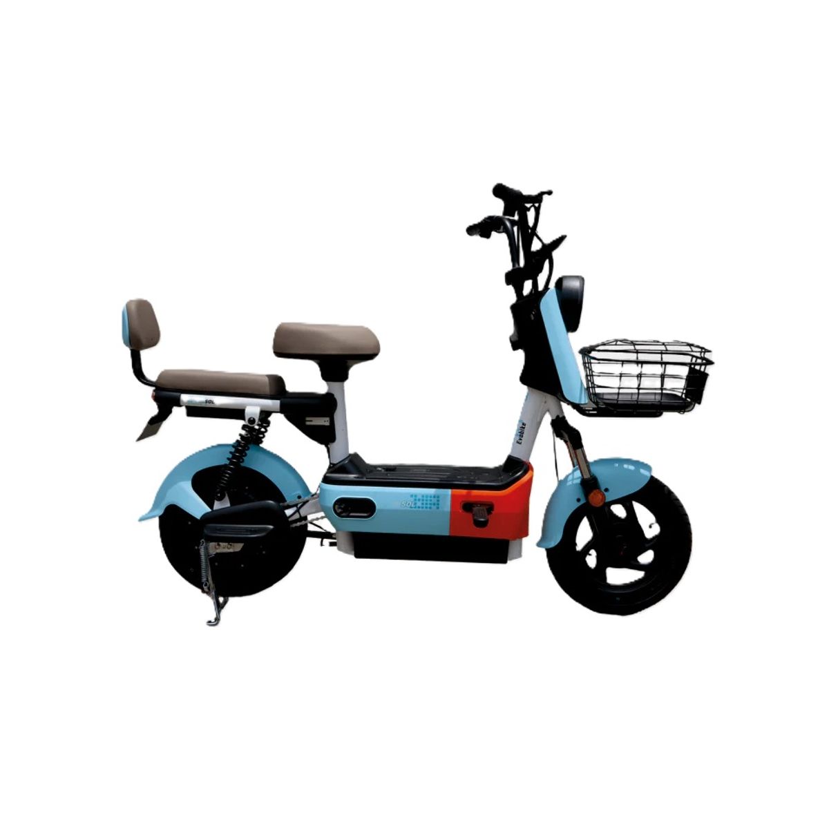 EVOBIKE - Bicicleta Eléctrica EVOBIKE SOL PRO 35kmh NARANJA AZUL 350W Batería Extraíble