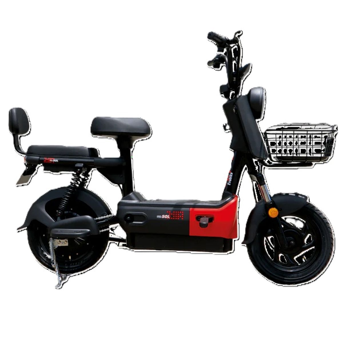 EVOBIKE - Bicicleta Eléctrica EVOBIKE SOL PRO 35kmh NEGRO ROJO 350W Batería Extraíble