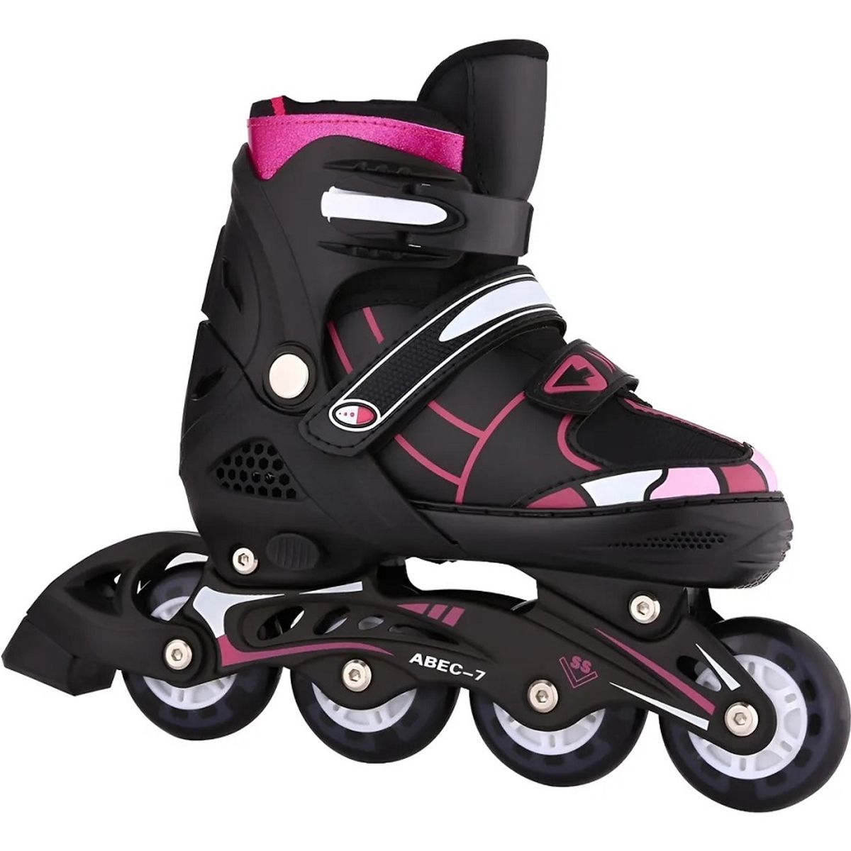 GENERICO - Patines + Kit Protección Niña Niño Deporte Infantil Luces  Negros/Fucsia Talla M