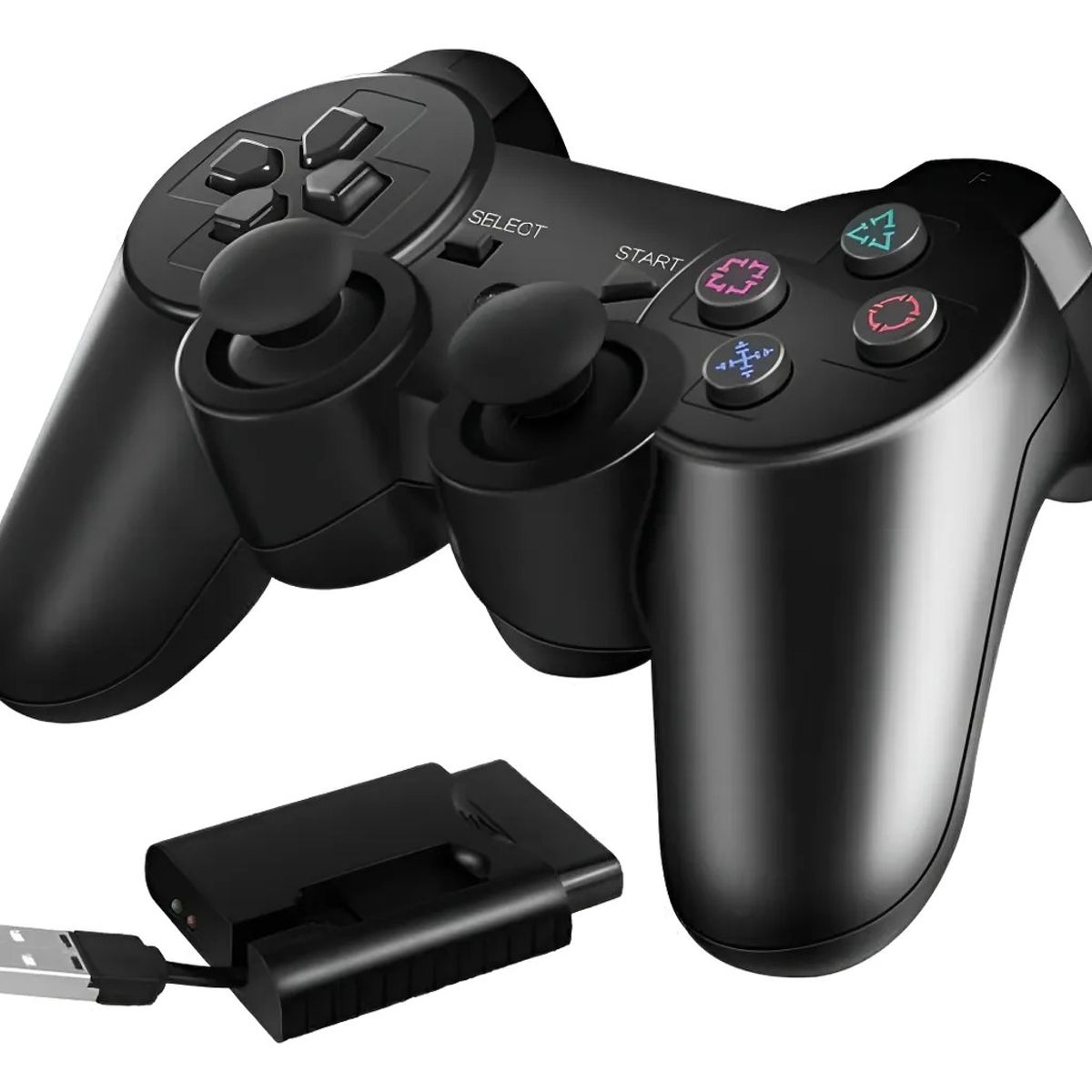 GENERICO - Control Inalambrico Compatible Para Ps2 Doble Vibración Negro