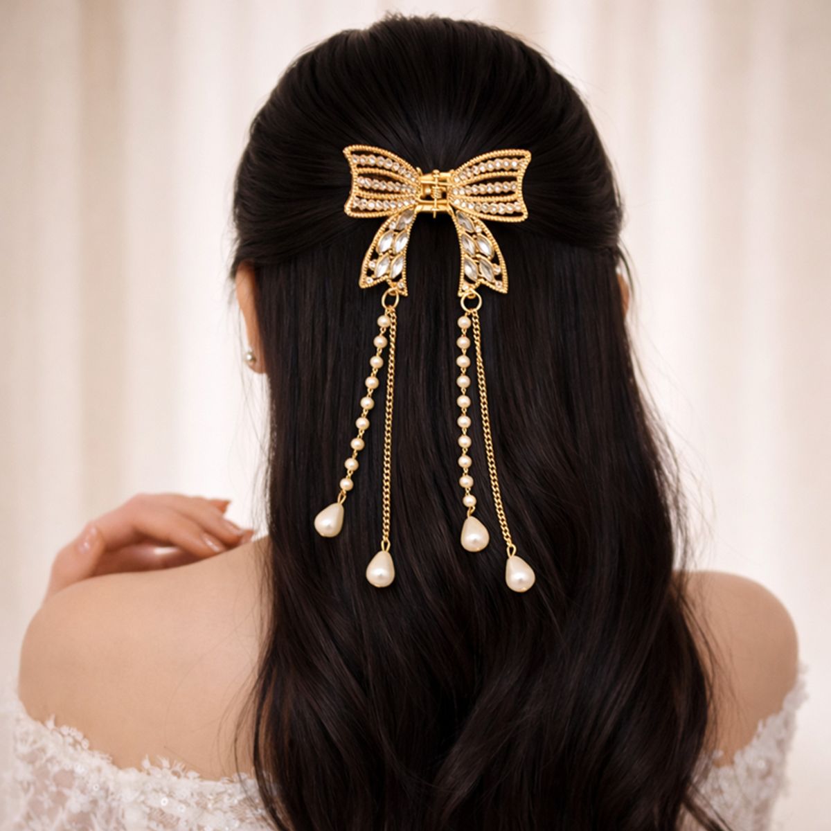 GENERICO - Pinza Gancho Caimán Moño Elegante Dorado Para Cabello