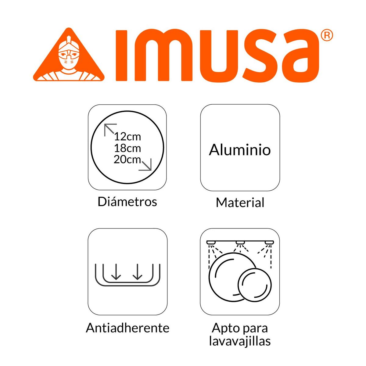 IMUSA - Set de Sartenes Imusa Antiadherente Aluminio 18 - 20 cm