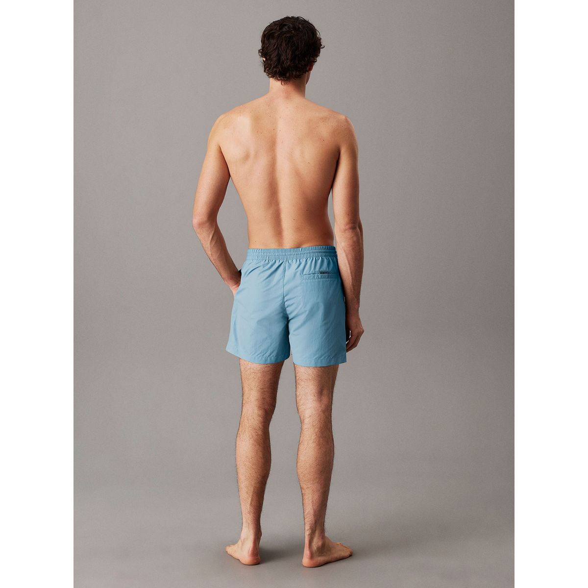 CALVIN KLEIN - Traje celeste de baño de largo medio con cordón - Logo Tape Calvin Klein