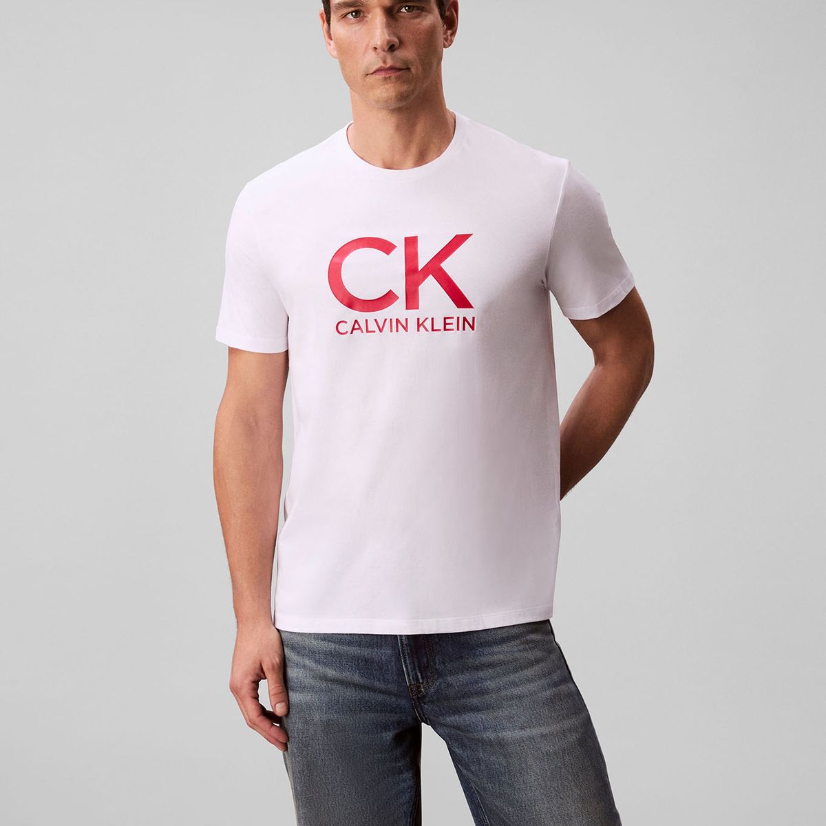 CALVIN KLEIN - Camiseta blanca con estampado gráfico de monograma Calvin Klein