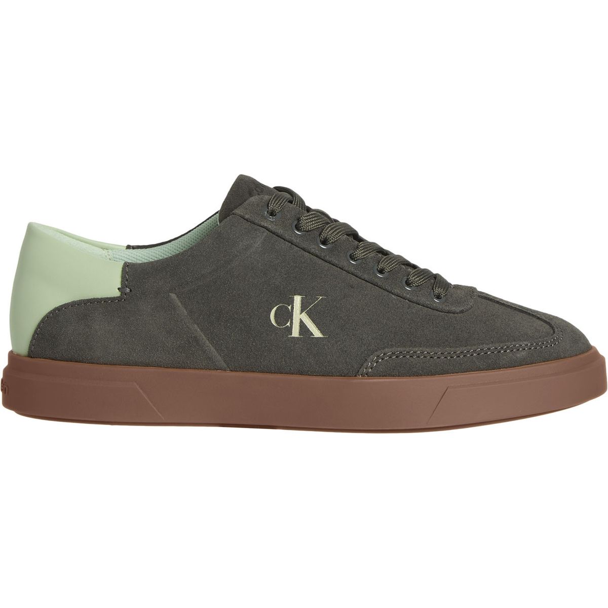 CALVIN KLEIN - Tenis verde de ante de perfil bajo Calvin Klein