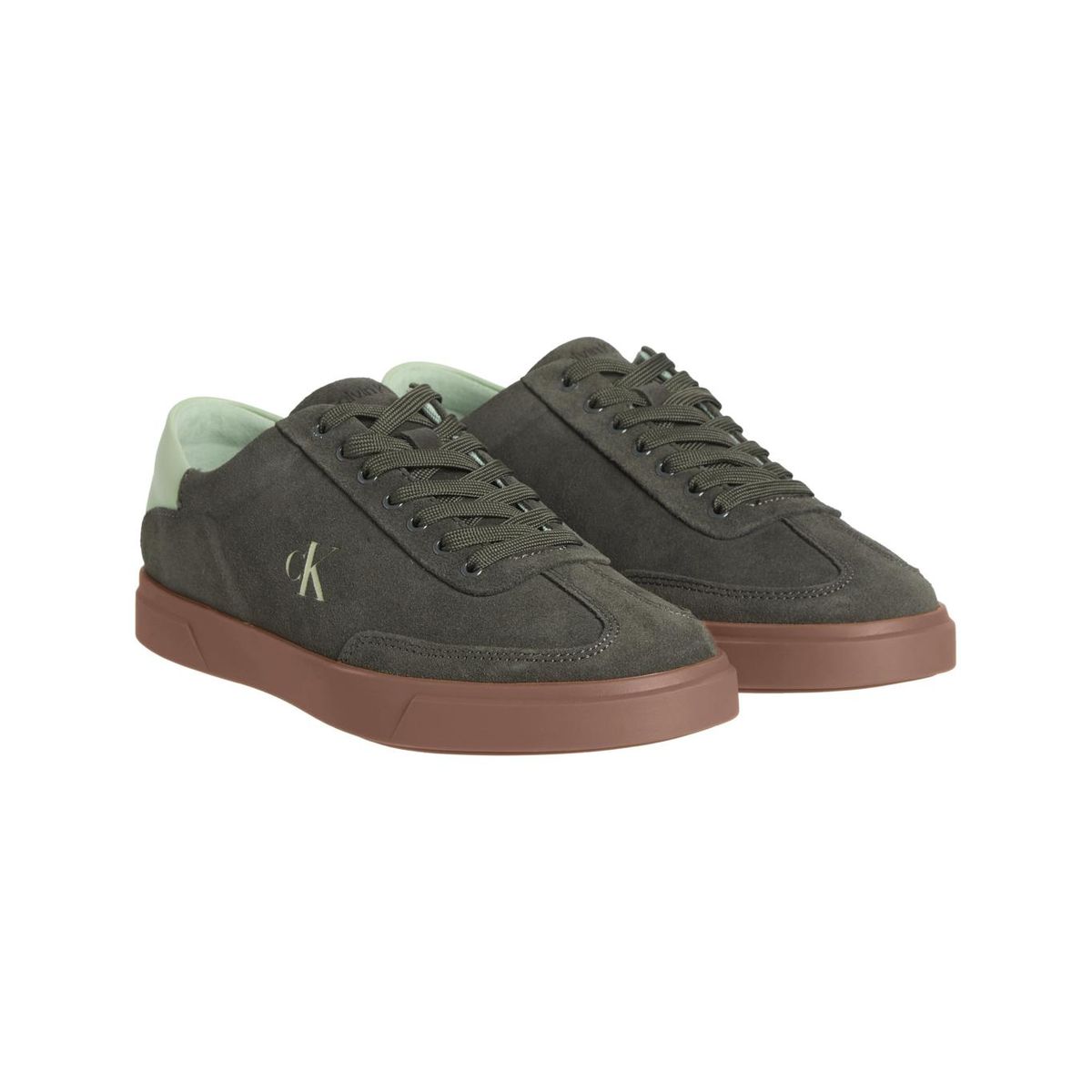 CALVIN KLEIN - Tenis verde de ante de perfil bajo Calvin Klein