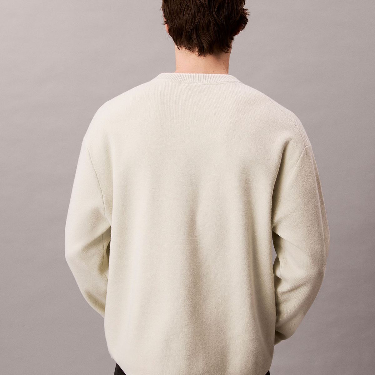 CALVIN KLEIN - Saco beige de cuello redondo y logo en relieve Calvin Klein