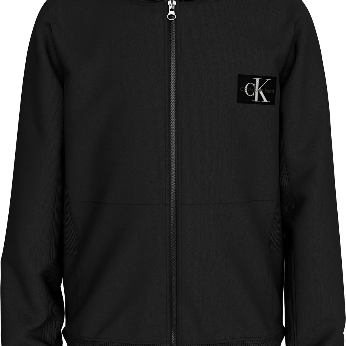 CALVIN KLEIN - Buzo negro con capota y cierre de cremallera Calvin Klein