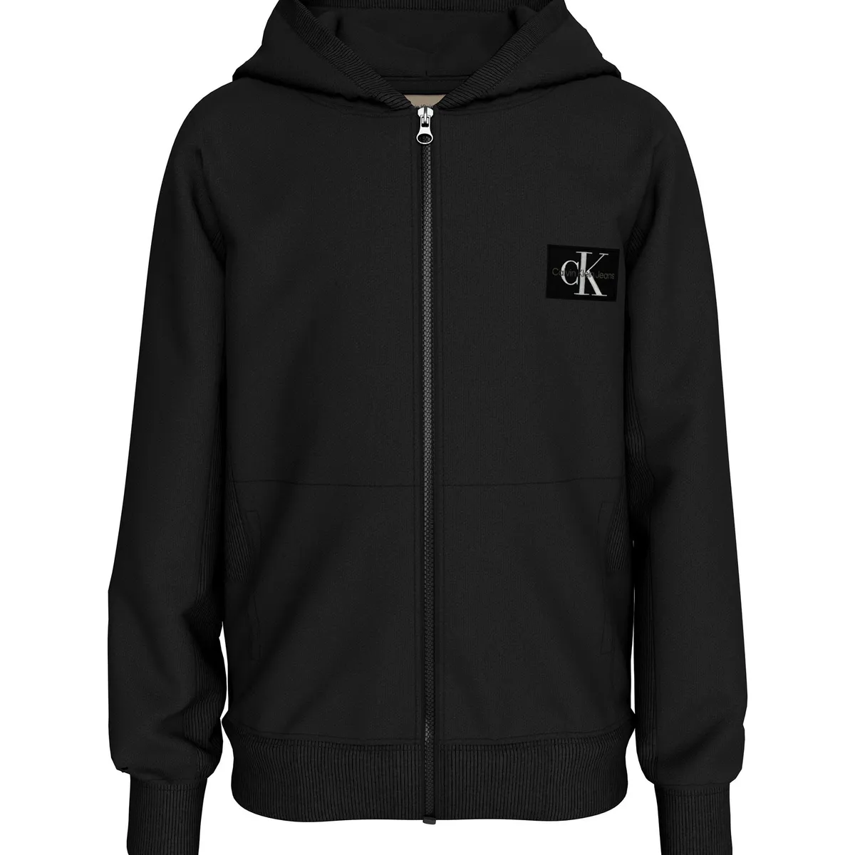 CALVIN KLEIN - Buzo negro con capota y cierre de cremallera Calvin Klein